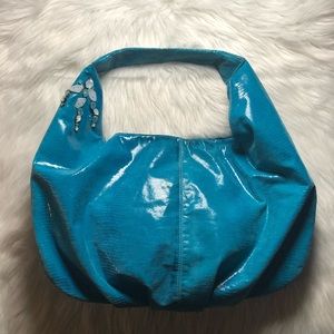 Ted Rossi”Jetset”Python Leather Teal(Turquoise)Hobo Bag NWOT